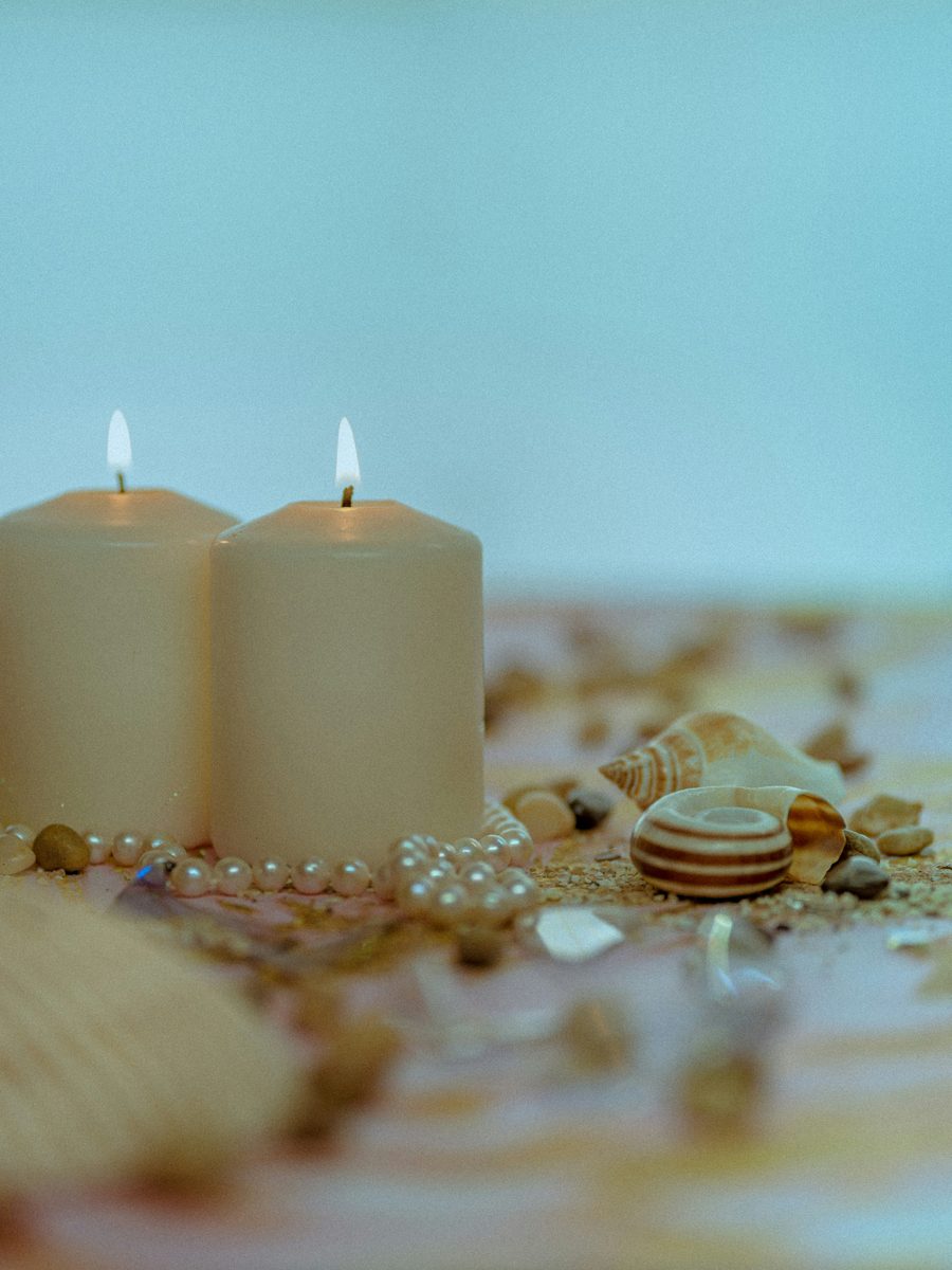 Shabbat candles on a wooden table